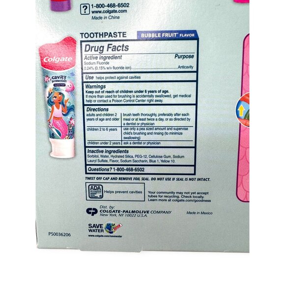 Colgate Mermaid Brushtastic Gift Pack Powered Manual Toothbrush Toothpaste Cap - Picture 5 of 6